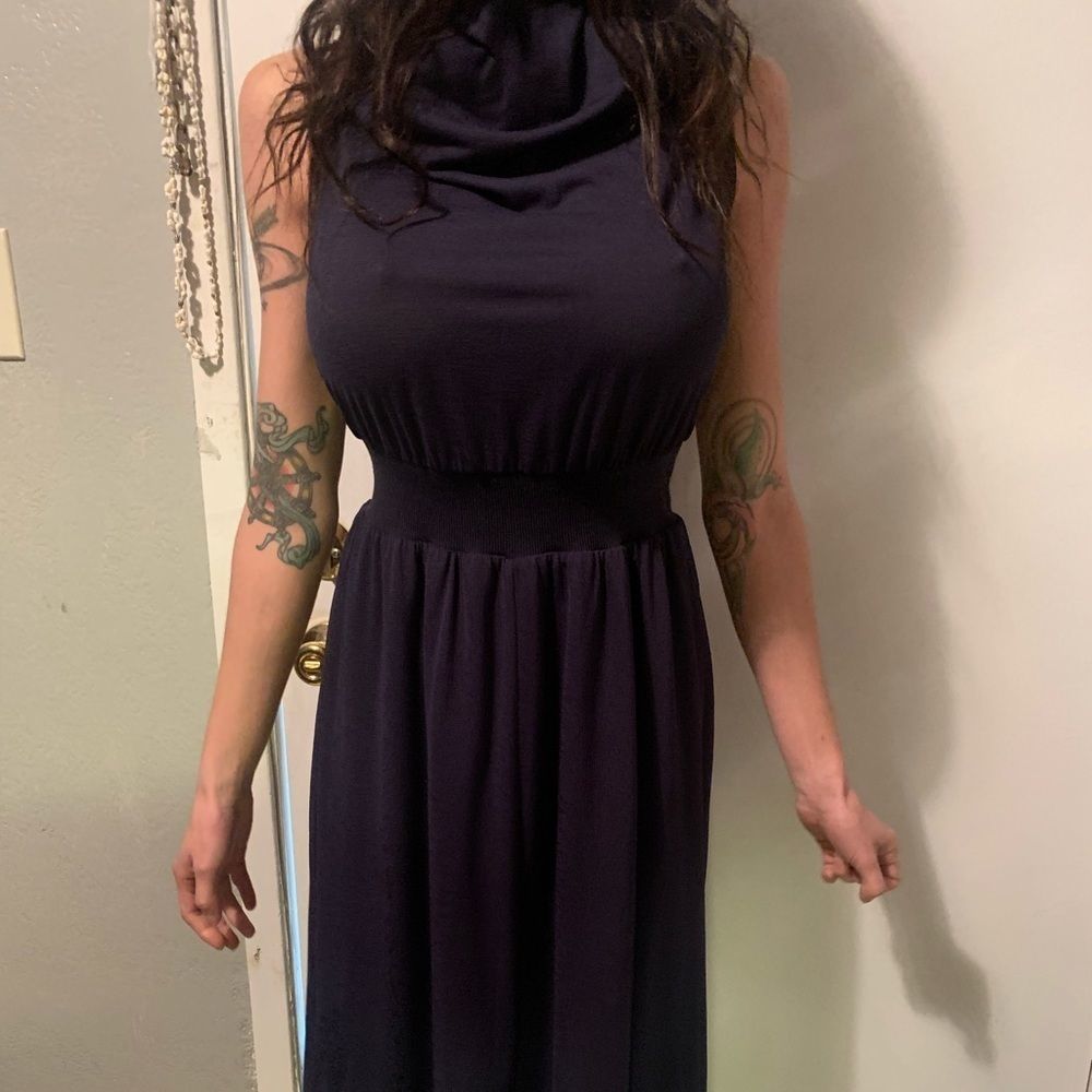 COPY - Rachel Roy Navy Blue Maxi Dress, Rachel Roy, Mock Neck